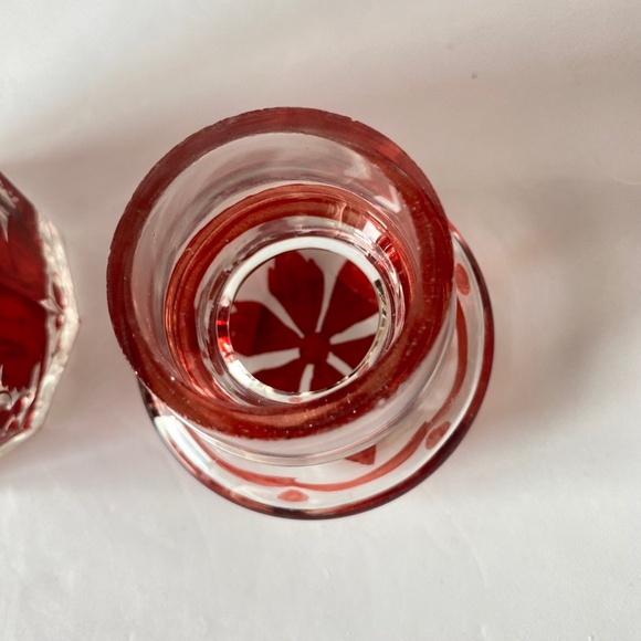 Bohemian Glass Pickle Jar Ruby Red Grapes Pattern Vintage Circa 1930s AS IS. - Picture 9 of 11